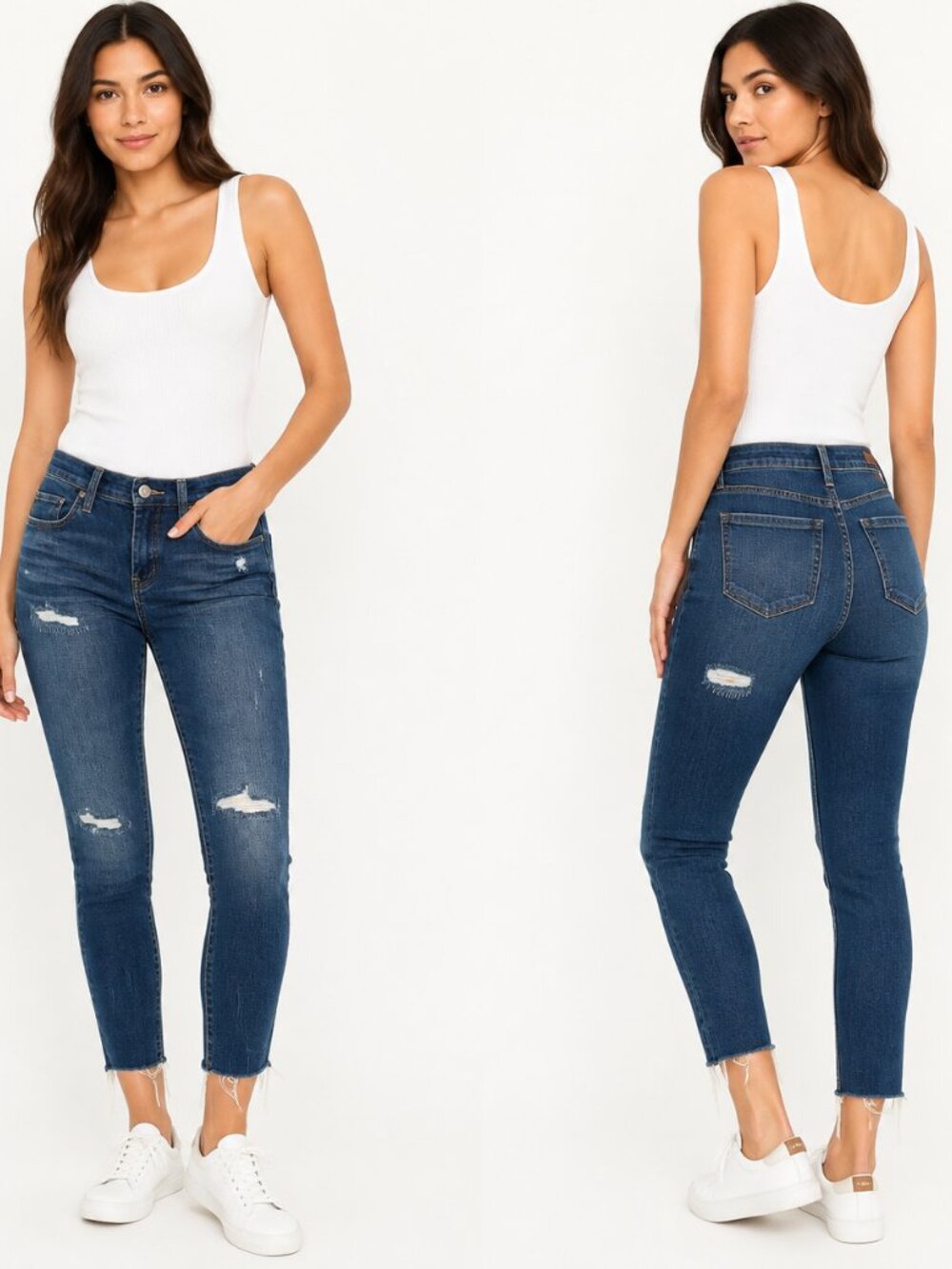 Blank NYC High Dive Ripped Jeans Womens Size 26 Dark Blue Wash Skinny NWT